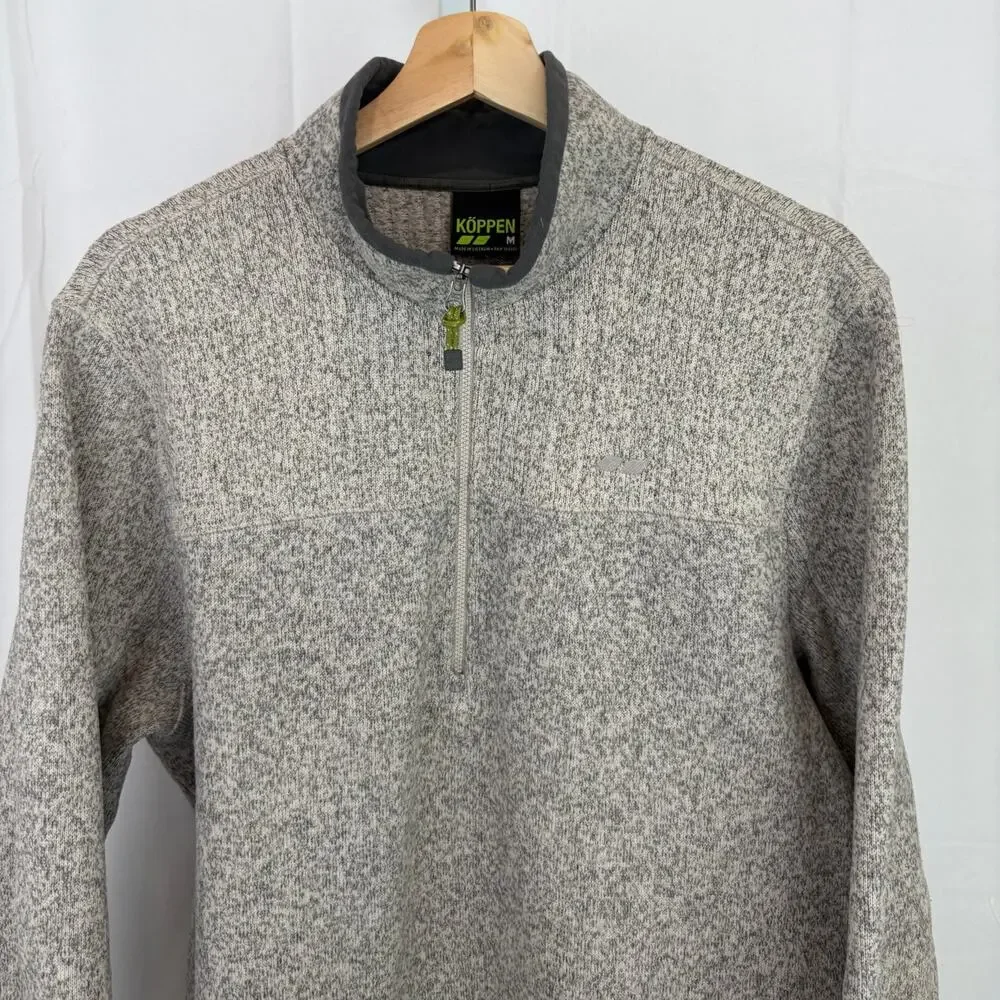 KOPPEN  Size M Mens 1/4 Zip Mock Pullover Sweater Fleece Long Sleeve Gray - Picture 4 of 7